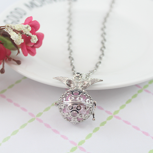 31x22MM Ball Owl Diffuser Locket  Necklace