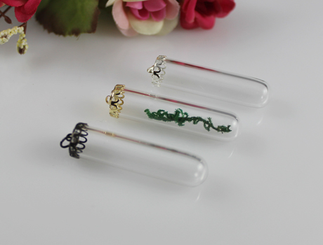 40X10MM Glass Tube Vial with Lace Metal Caps