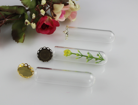 55X15MM Round Bottom Glass Tube Vials with Lace Metal Caps