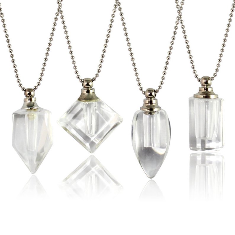 Clear Vials with Ball Necklace Chain