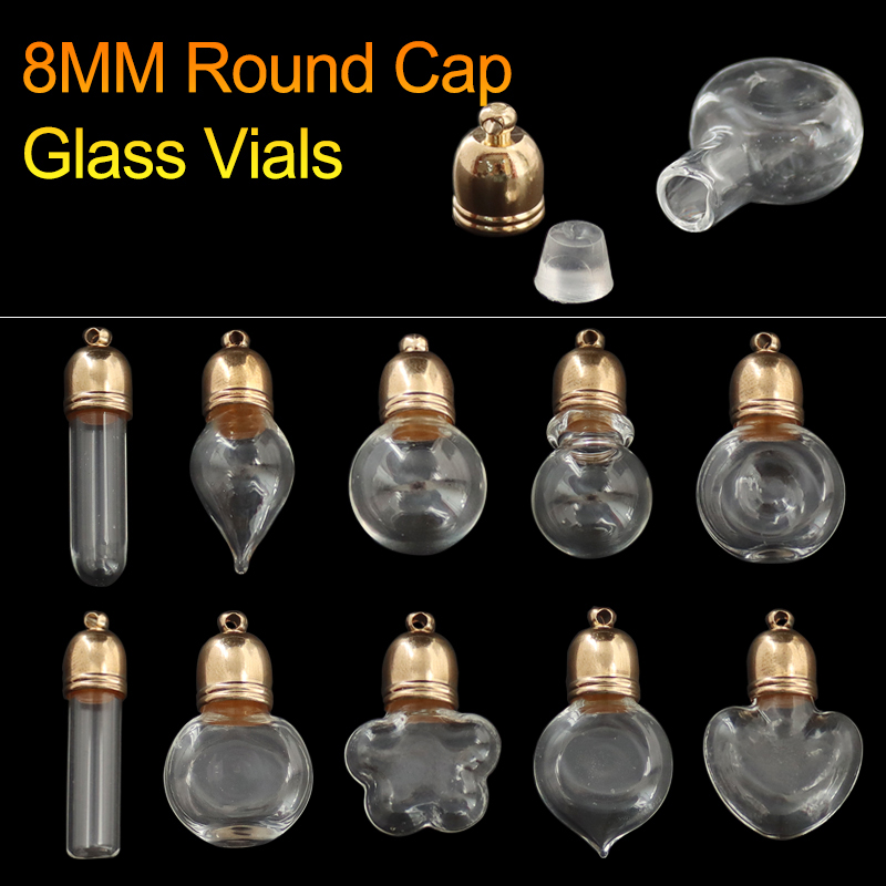 8MM Glass Vials With Gold metal round caps)