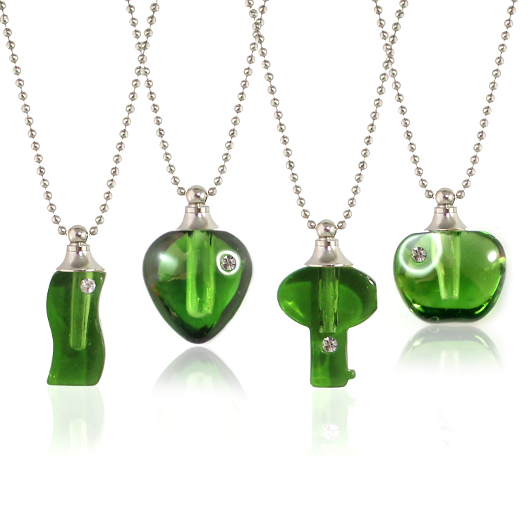 Green Rhinestone Vials with Necklace Chain