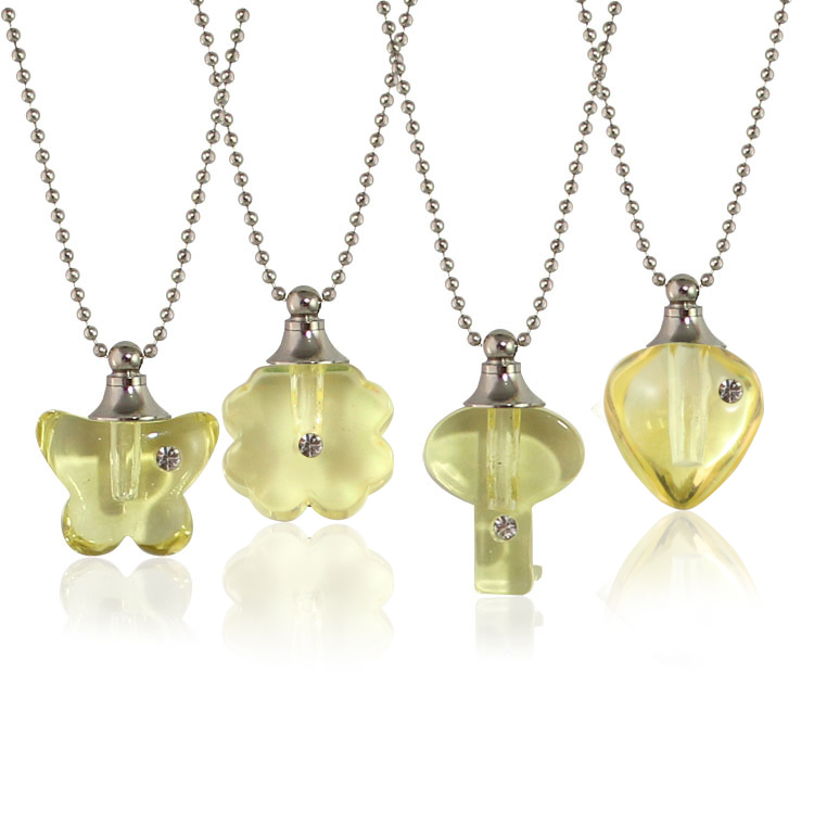 Yellow Rhinestone Vials with Necklace Chain
