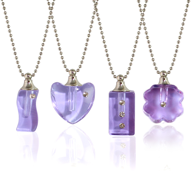 Purple Rhinestone Vials with Necklace Chain