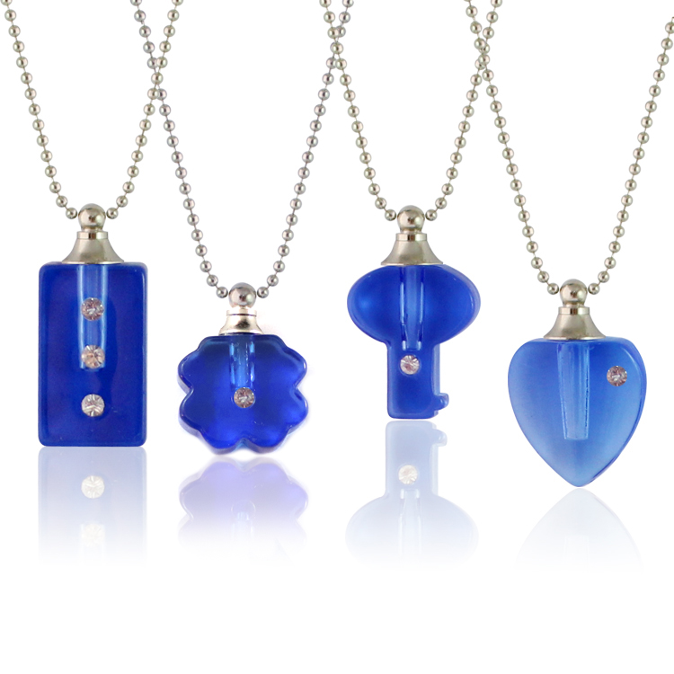 Blue Rhinestone Vials with Necklace Chain