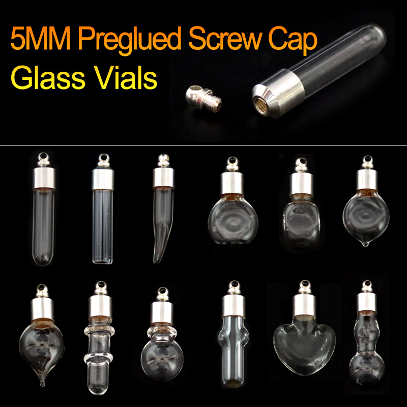 5MM Rice Glass Vials (Preglued Nickel-plated screw caps)