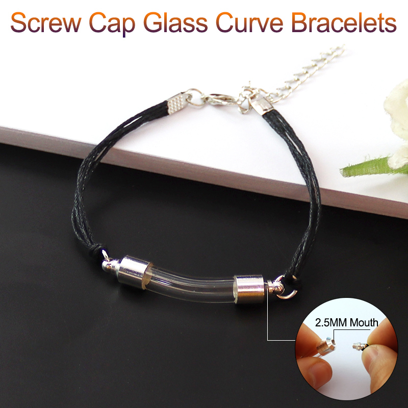Glass Vial Bracelets (6MM Curve Vial,Preglued silver-plated screw caps)