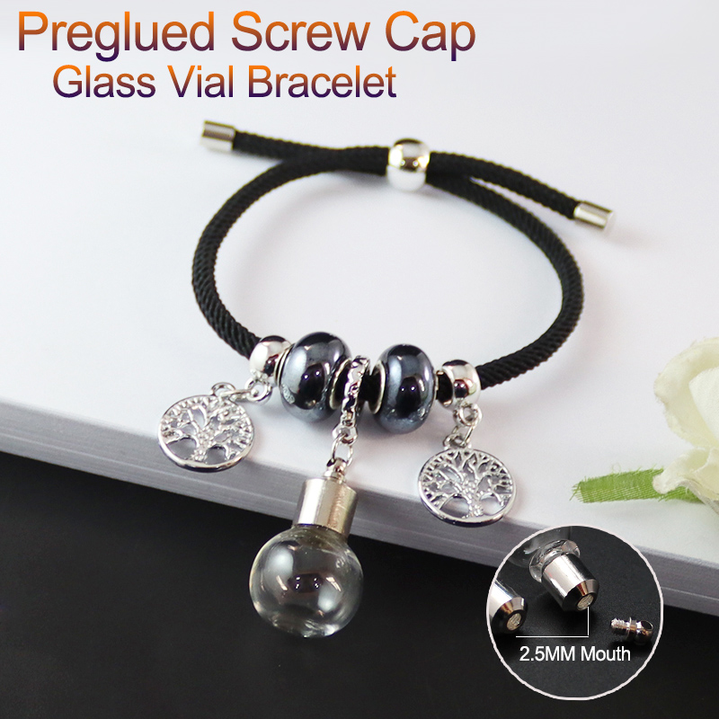 6MM Glass Vial bracelet (Preglued silver-plated screw caps)