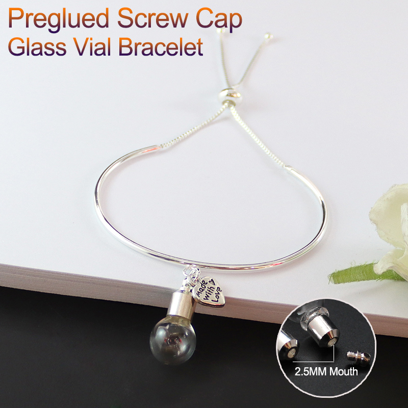 6MM Glass Vial bracelet (Preglued silver-plated screw caps) 