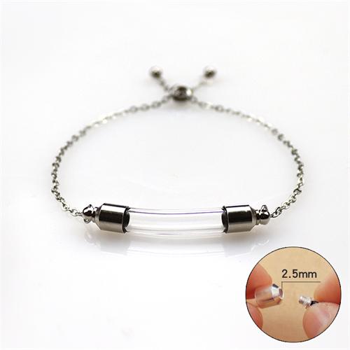 6MM Glass/Arcylic Tube Stainless Steel bracelet With Screw Caps