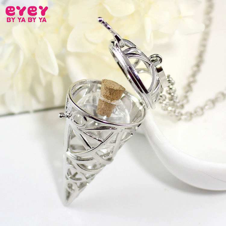  Fillable Glass Orb Cone Locket Pendant  Cremation Jewelry