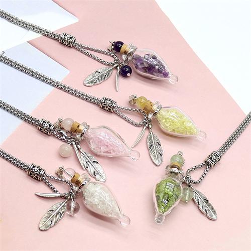  Glass Tear Drop with Crystal Stone Necklace
