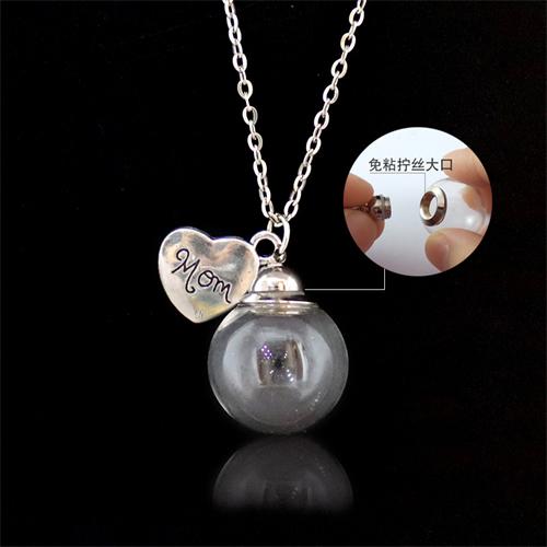 Glass Memorial Keepsake Necklace Family charm Necklace 