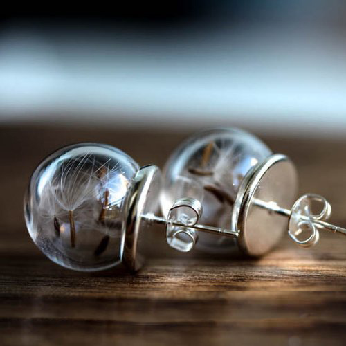 16MM Ball Glass Bubble Dandelion earrings