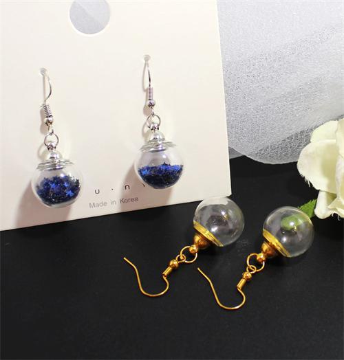 Glass Ball With Screw Cap Earring