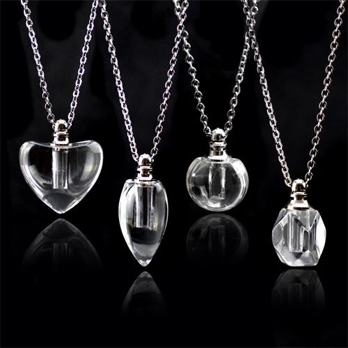 Clear Vials with Stainless Steel Necklace Chain